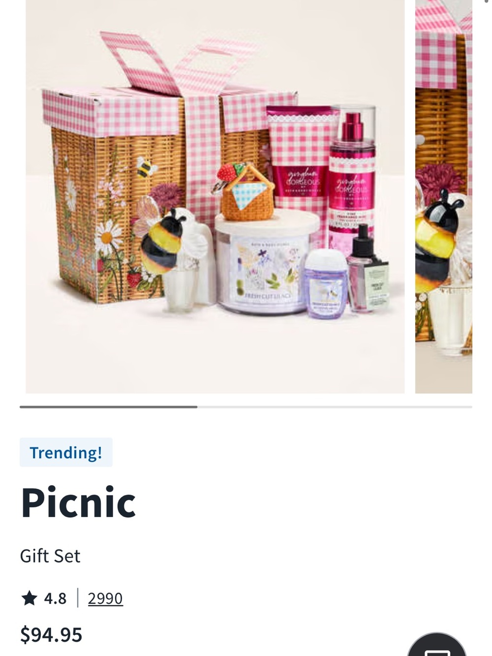 Bath & Body Works Pink Picnic Basket Gift Set - Picture 6 of 10
